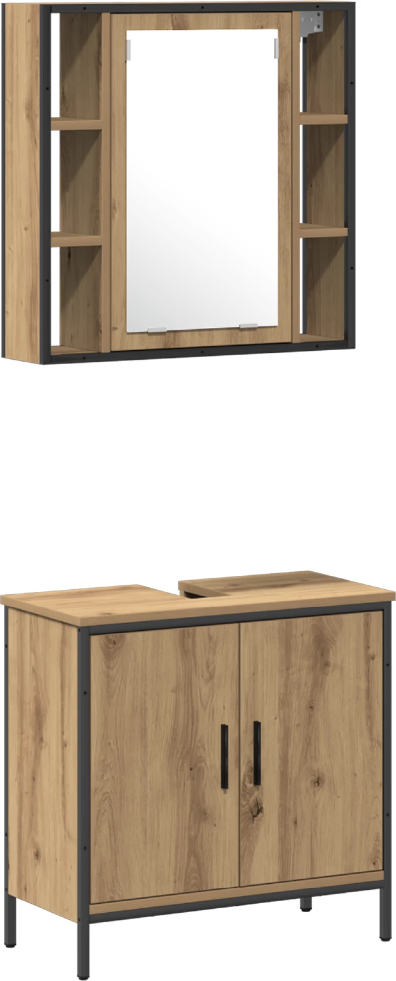 vidaXL Σετ επίπλων μπάνιου 4 τεμαχίων Artisan Oak Επεξεργασμένη ξυλεία