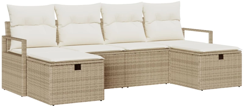 ΣΕΤ ΚΑΝΑΠΕ ΚΗΠΟΥ 6 ΤΕΜΑΧΙΩΝ ΜΕ ΜΑΞΙΛΑΡΙΑ Μπεζ Πολυ Ρατάν
