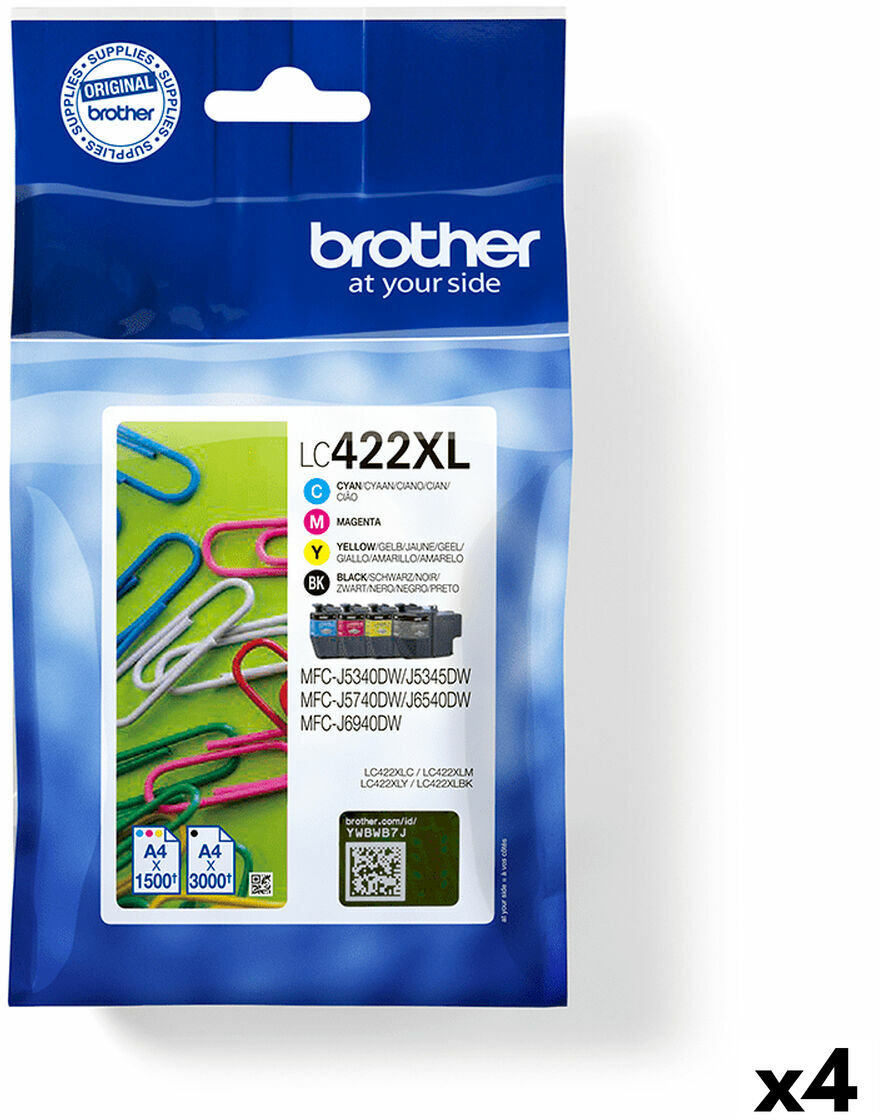 Αυθεντικό Φυσίγγιο μελάνης Brother LC422XL Μαύρο/Κυανό/Ματζέντα/Κίτρινο (4 Μονάδες)