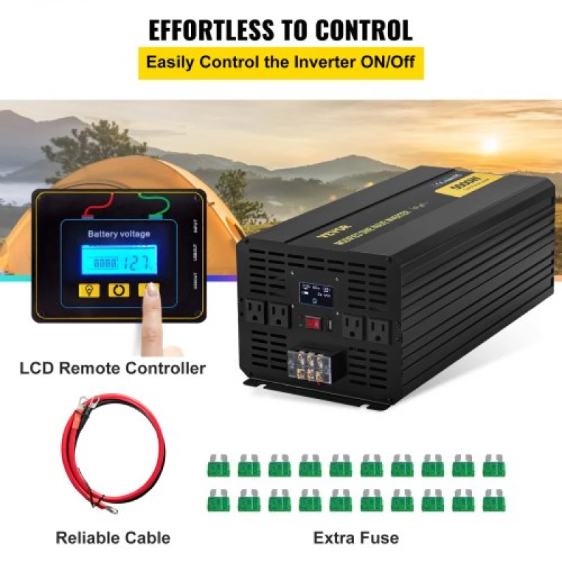 VEVOR Power Inverter Modified Sine Wave Inverter 5000W DC12V to AC120V Converter