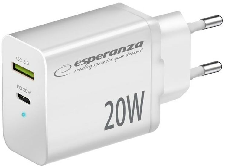 Φορτιστής Τοίχου Esperanza EZC105W Λευκό 20 W