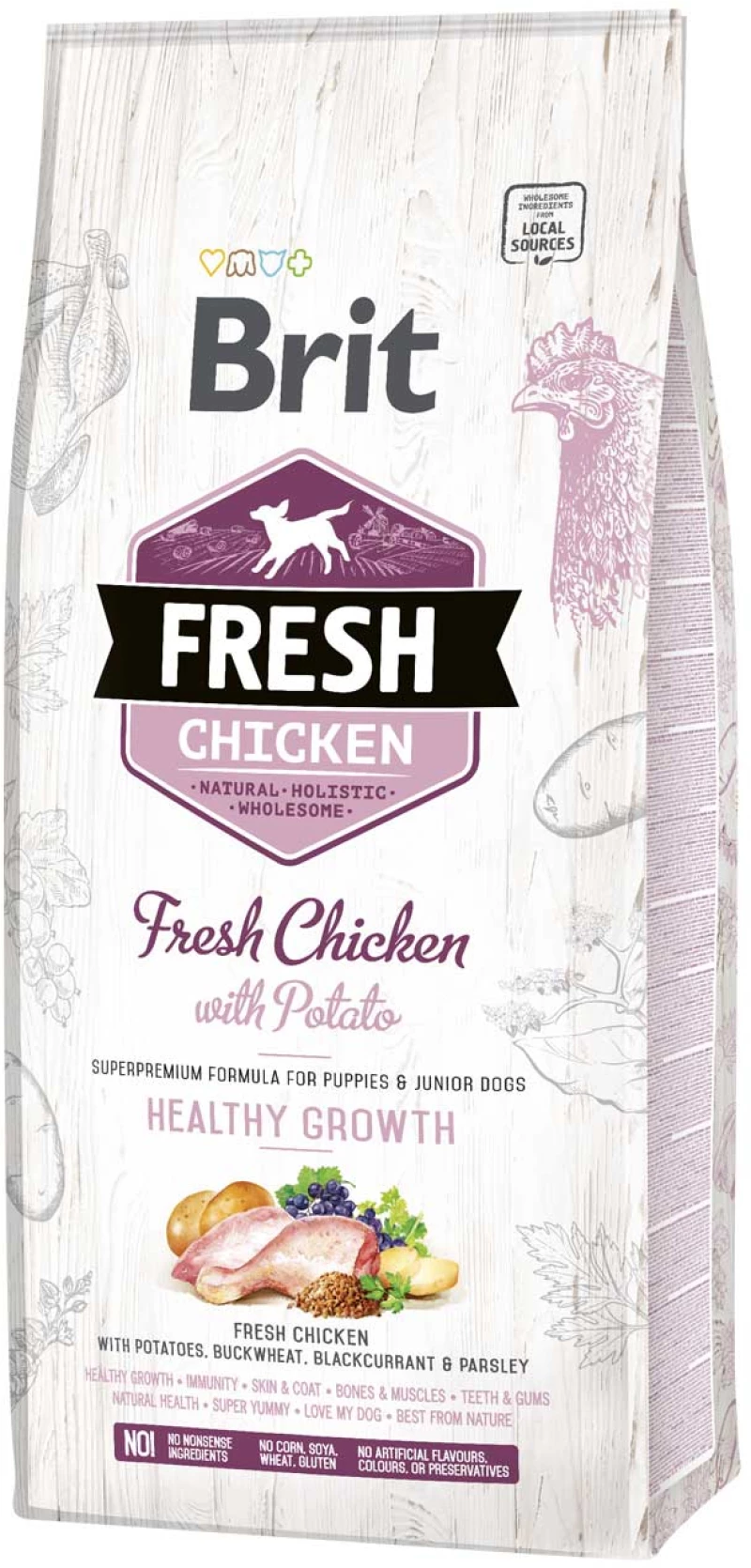 Ξηρά Τροφή Σκύλου Brit Fresh Chicken Junior Healthy Growth 12kg