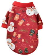Χριστουγεννιάτικο Φούτερ Σκύλου Denik Snowman Large 35cm Κόκκινο