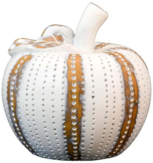 Διακοσμητικό Μήλο 374-225-579 13x13cm White-Gold Πολυρεσίνη