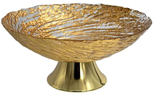 Διακοσμητικό Μπωλ Με Πόδι 374-224-255 26x26x10cm Gold Γυαλί