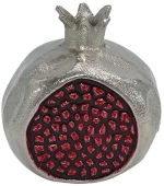 Διακοσμητικό Επιτραπέζιο Pomegranate 947-124-006 8x10x11cm Silver-Red Αλουμίνιο