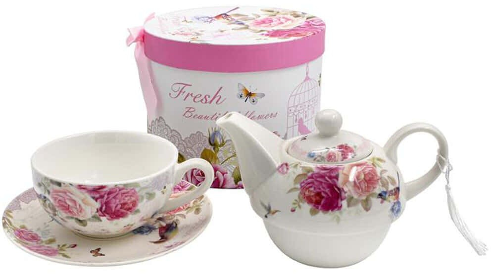 Σετ Τσαγιού Σε Κουτί Δώρου Floral (Σετ 3Τμχ) 374-224-300 16x11cm Multi Κεραμικό