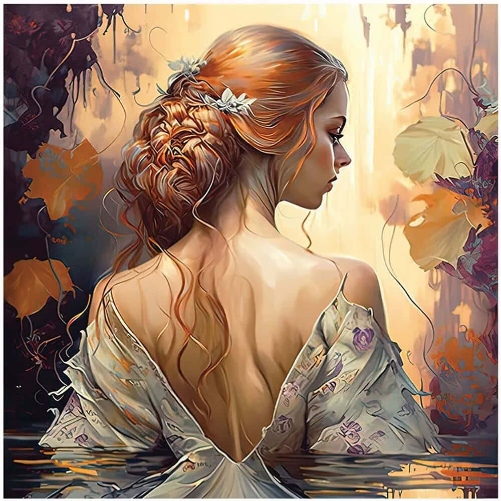 Πίνακας Καμβάς Γυναίκα Σε Λίμνη 16-30029 80x80cm Multi Marhome Square Καμβάς