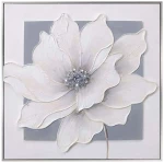 Κάδρο 3D Λουλούδι 16-30080 60x60cm White-Grey Marhome Square Ξύλο, Καμβάς