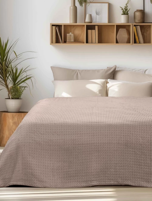 Κουβέρτα Πικέ PIKONA BROWN Καφέ Κουβέρτα Πικέ: 170 x 240 εκ. MADI