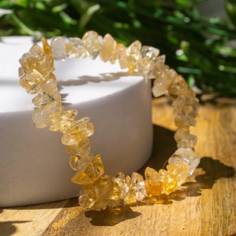 Βραχιόλι με Ημιπολύτιμους Λίθους Κιτρίνη Citrine Healing Chips Bracelet