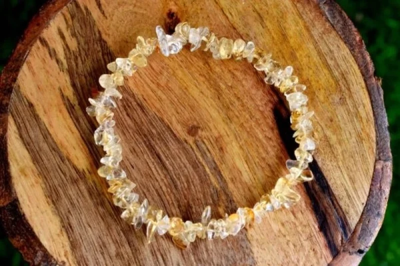 Βραχιόλι με Ημιπολύτιμους Λίθους Κιτρίνη Citrine Healing Chips Bracelet
