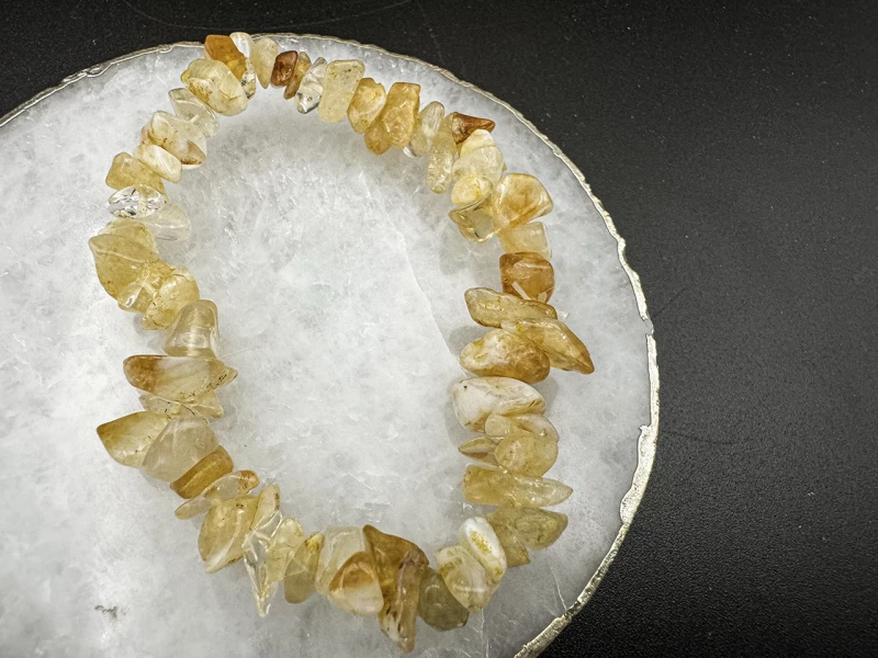 Βραχιόλι με Ημιπολύτιμους Λίθους Κιτρίνη Citrine Healing Chips Bracelet