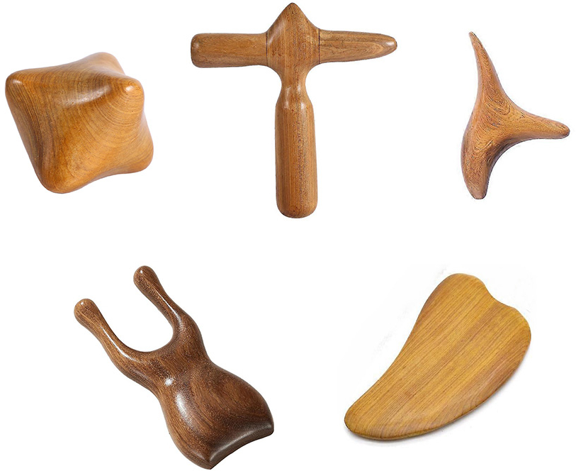 Ξύλινα Εργαλεία για Thai Μασάζ και Μαδεροθεραπεία Wood Therapy Massage Set, 5τμχ