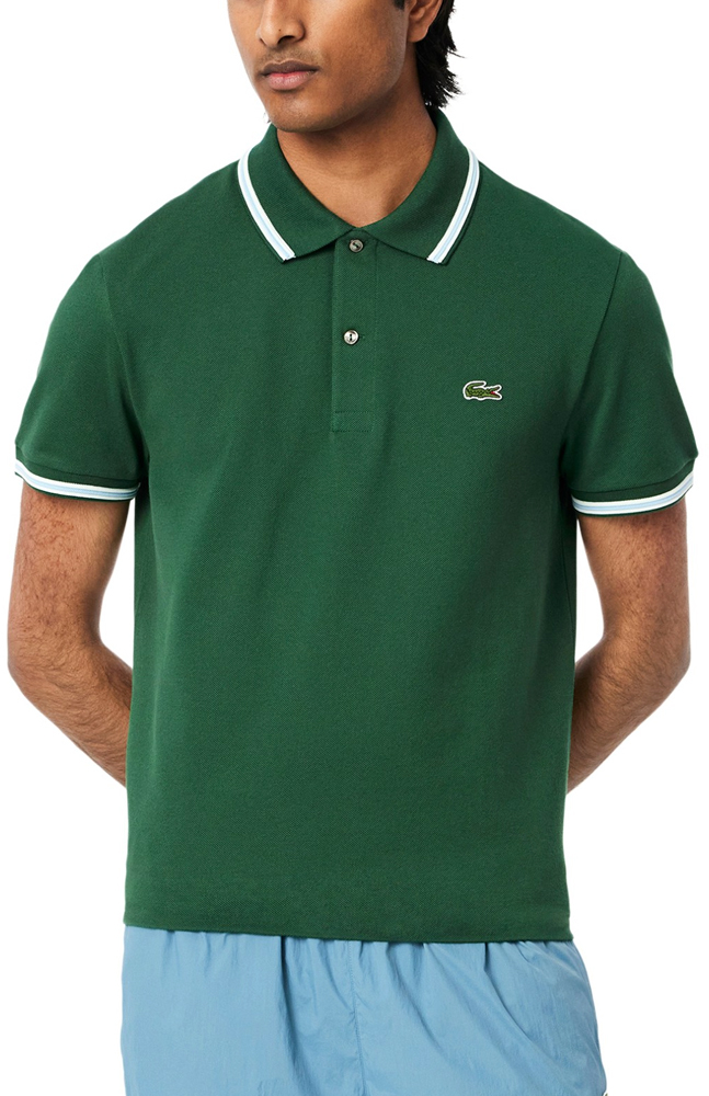 LACOSTE CONTRAST COLLAR REGULAR FIT POLO T-SHIRT MEN LACOSTE ΠΡΑΣΙΝΟ (PH9875-132)