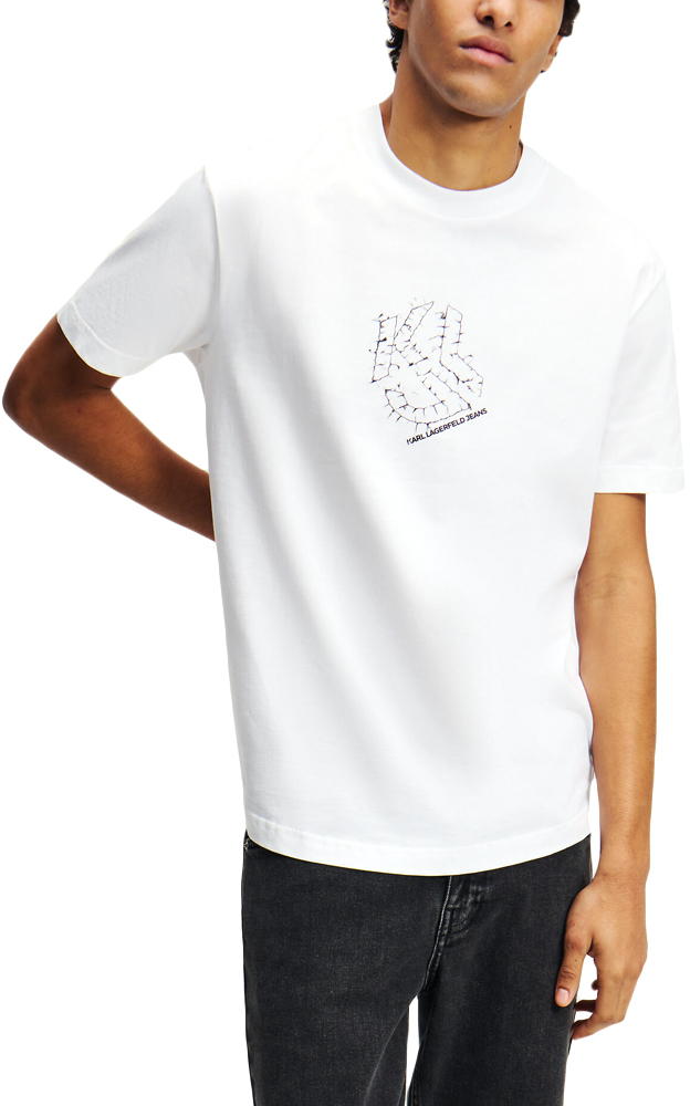 KARL LAGERFELD LOGO CURVED HEM REGULAR FIT T-SHIRT MEN KARL LAGERFELD ΛΕΥΚΟ (A2M17073-100)