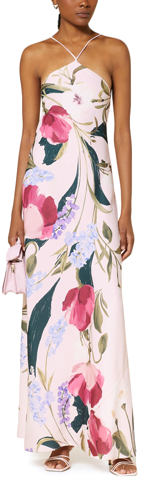 TED BAKER ALMARIA HALTER NECK BIAS CUT MAXI DRESS WOMEN TED BAKER ΠΡΑΣΙΝΟ- ΡΟΖ- ΦΟΥΞΙΑ (279259-PL-PINK)