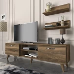 Έπιπλο τηλεόρασης Colin Megapap χρώμα καρυδί 150x29,5x40,6εκ.