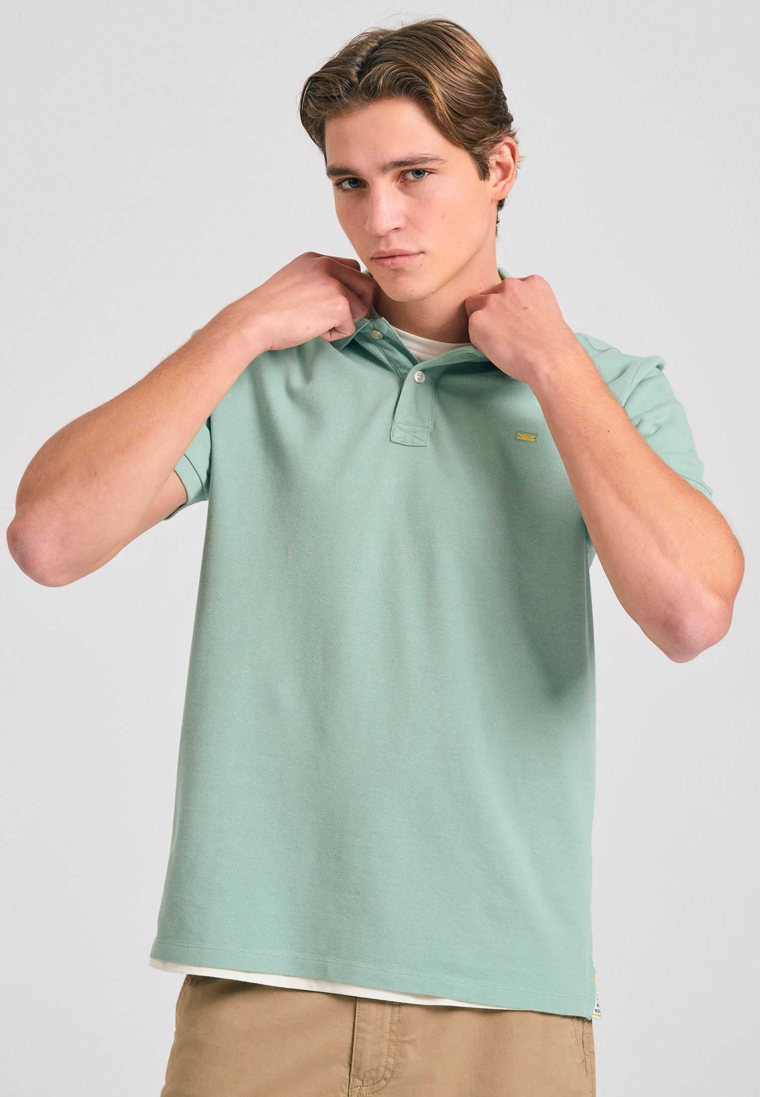 Polo μπλούζα με κεντημένο logo - The essentials - SAGE GREEN - FBM011-001-11