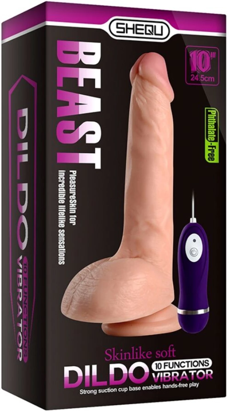 SHEQU - BEAST VIBRATING DILDO WITH REMOTE CONTROL 24.5 CM