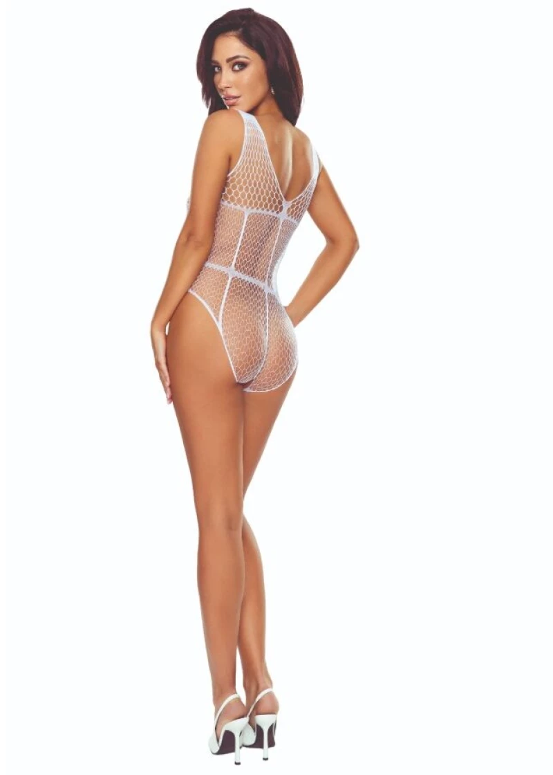 PASSION - BS114 WHITE GRID BODYSTOCKING