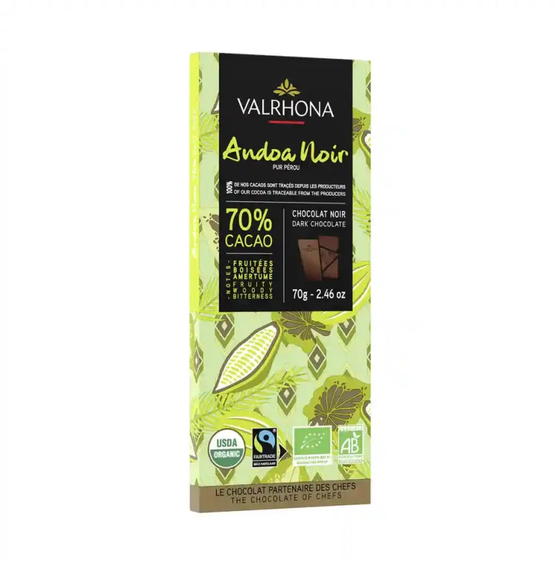 Μαύρη Σοκολάτα Valrhona Andoa Noir Organic Dark Chocolate 70g