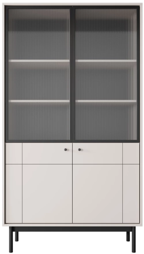 Βιτρίνα Japandi Λευκό Kazmir 103x184x39cm