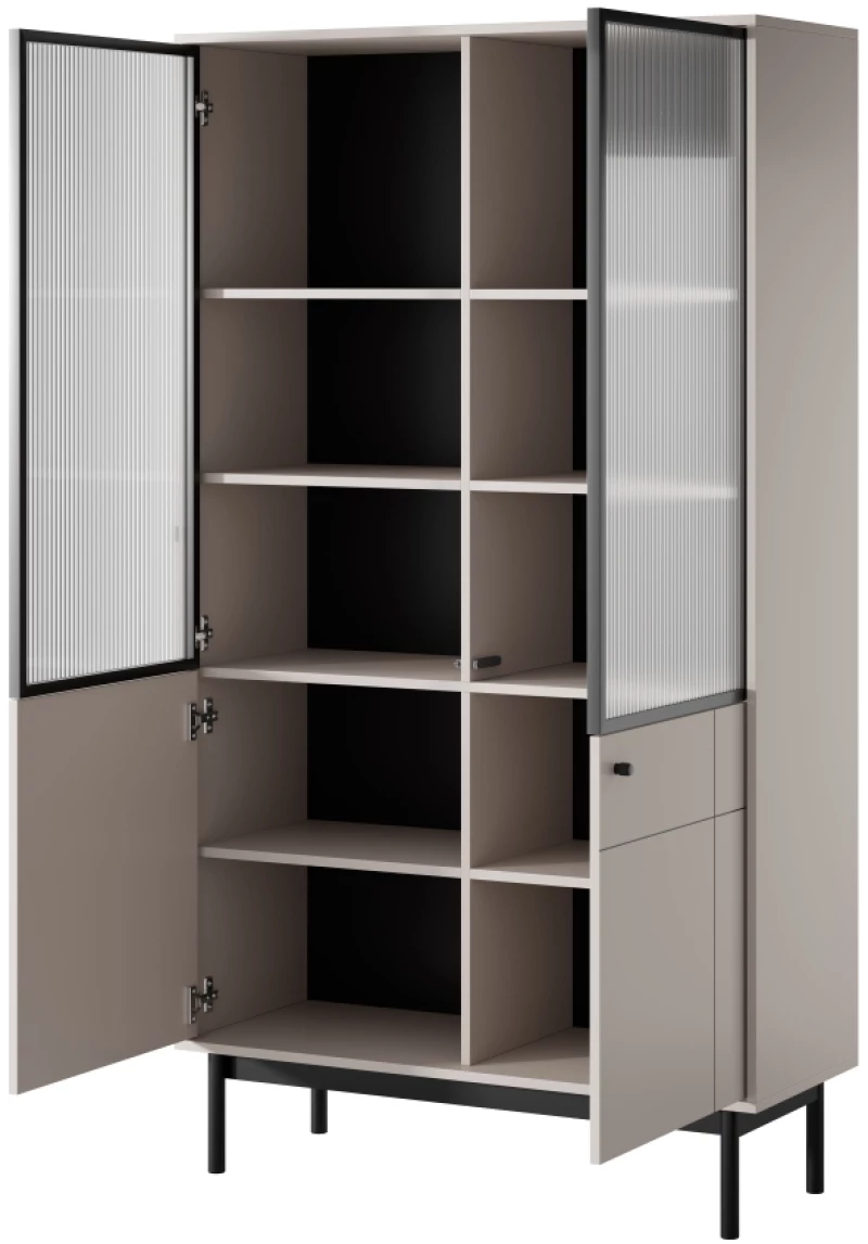 Βιτρίνα Japandi Λευκό Kazmir 103x184x39cm
