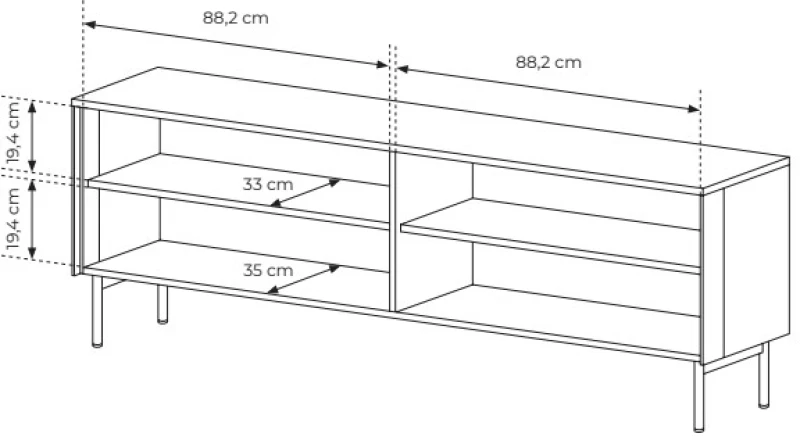 Έπιπλο τηλεόρασης Lumi Λευκό Σαμπανί 181x82x39cm