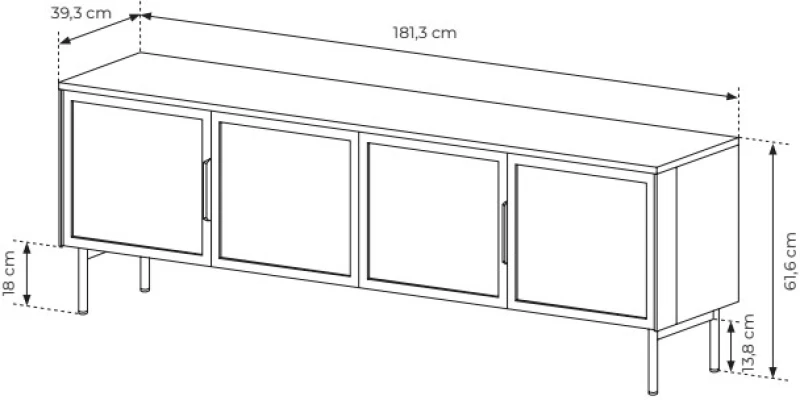 Έπιπλο τηλεόρασης Lumi Λευκό Σαμπανί 181x82x39cm