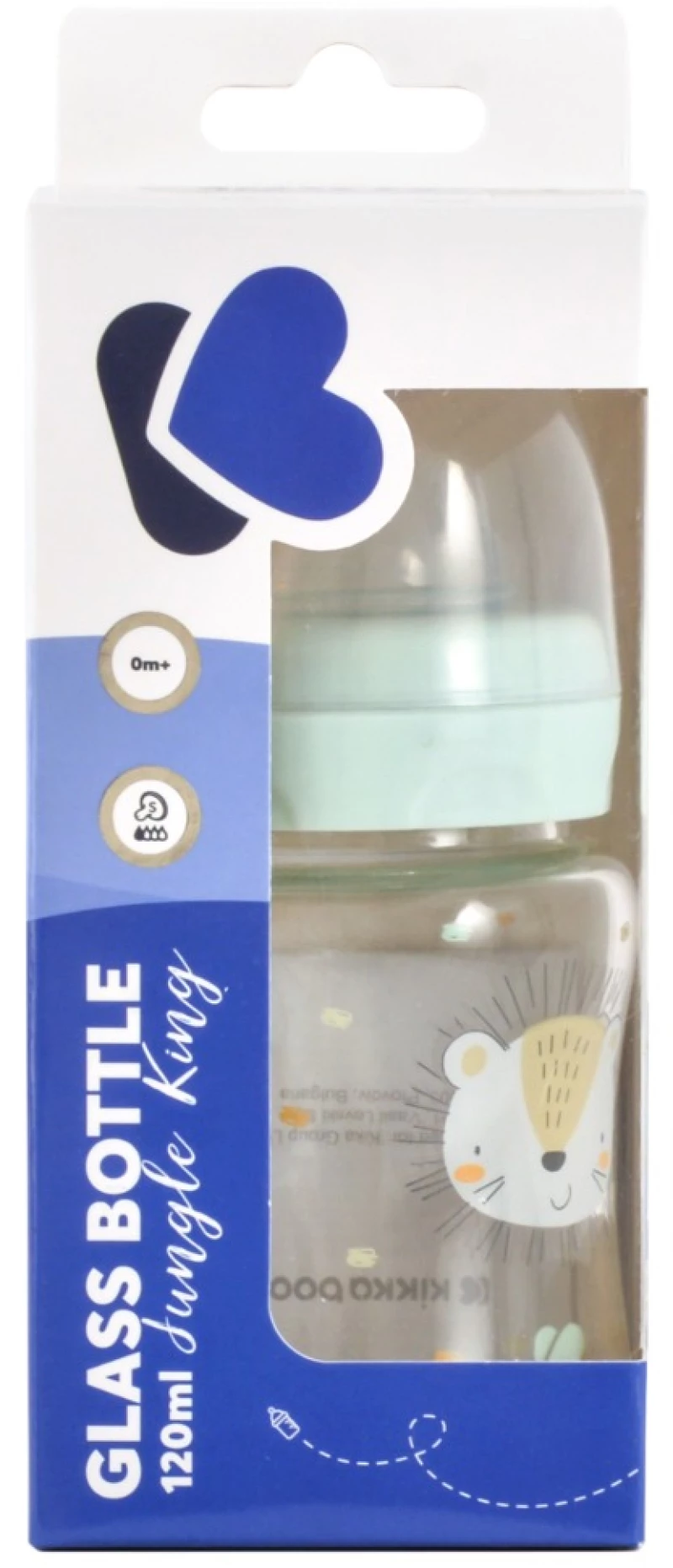 Kikka Boo Γυάλινο Μπιμπερό 120ml  Jungle King Mint 31302020120