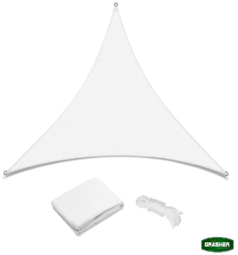 Grasher Ε220 Πανί σκίασης τρίγωνο με κρίκους 180gr/m²  3,6x3,6x3,6m Λευκό / 103789