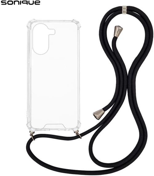 Θήκη Σιλικόνης με Κορδόνι Sonique Armor Clear Xiaomi Poco X7 Pro 5G Μαύρο