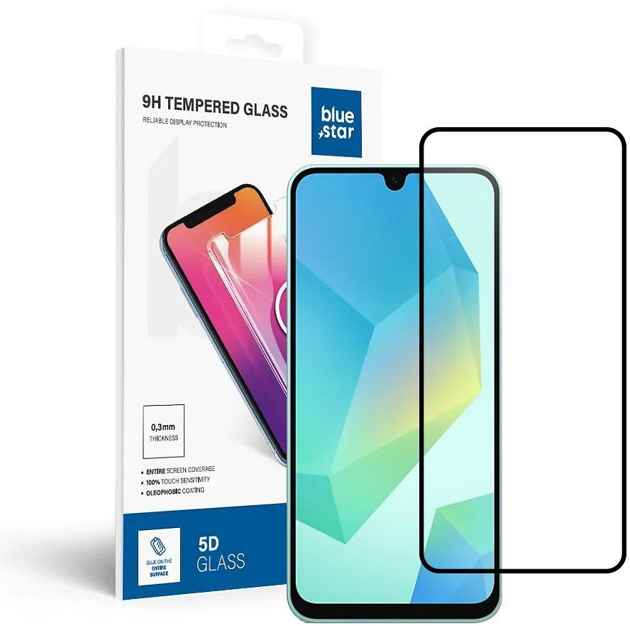 Tempered Glass Blue Star - SAMSUNG A16 4G / A16 5G / M16 5G Full Face (full glue with frame/small size) - black Tempered Glass Blue Star