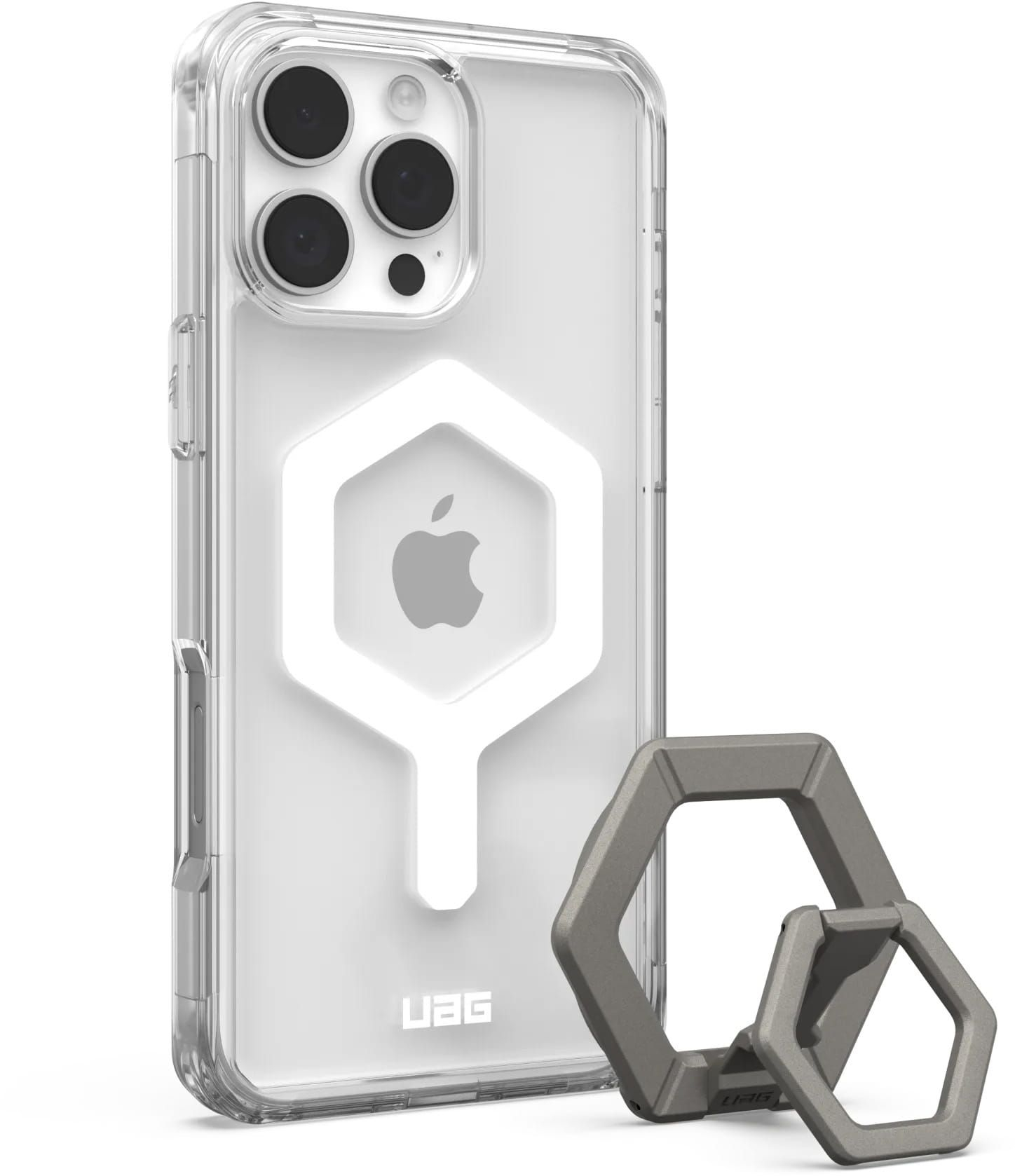 UAG Urban Armor Gear case PLYO compatible with MagSafe and Magnetic Ring Stand for IPHONE 16 Pro Max ice-white / titanium