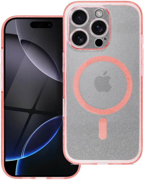 CLEAR MAG COVER case compatible with MagSafe for SAMSUNG S25 Ultra pink glitter