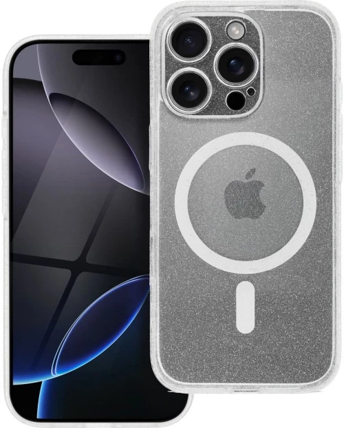 CLEAR MAG COVER case with camera protection compatible with MagSafe for IPHONE 15 Plus transparent glitter