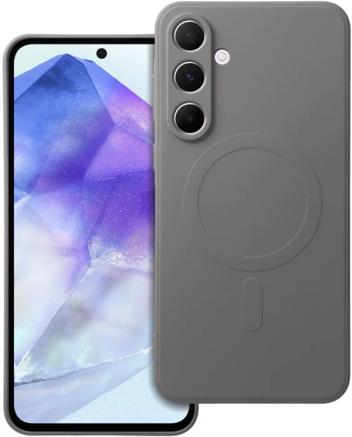 SILICONE MAG COVER case compatible with MagSafe for SAMSUNG A55 grey titatnium