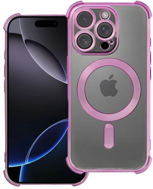 Case ANTISHOCK ELECTRO for IPHONE 16 Pro compatible with MagSafe pink