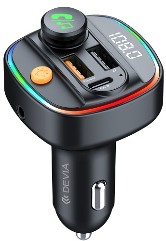 Devia transmitter FM Smart Bluetooth MP3 car charger PD 30W 1x USB-C 2x USB 3A black