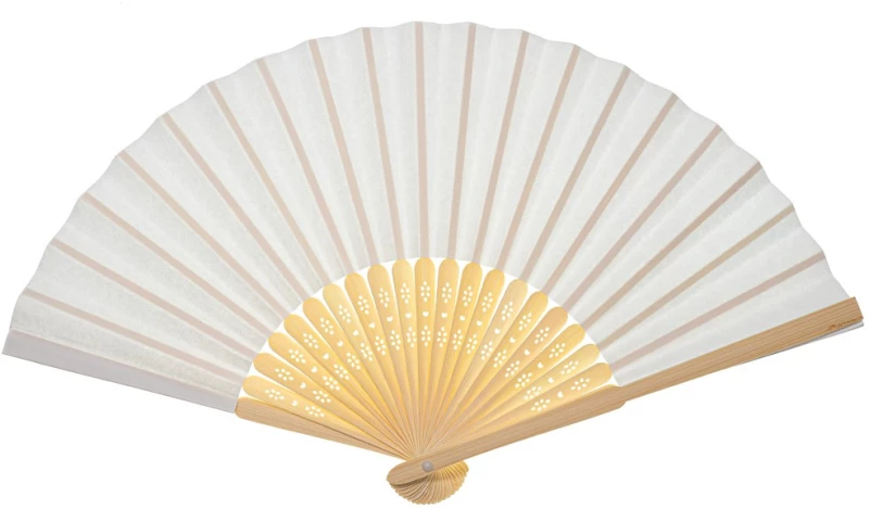 Βεντάλια Γυναίκεια ξύλινη Με Σχέδιο 21cm 98735-12 Λευκό Λευκό