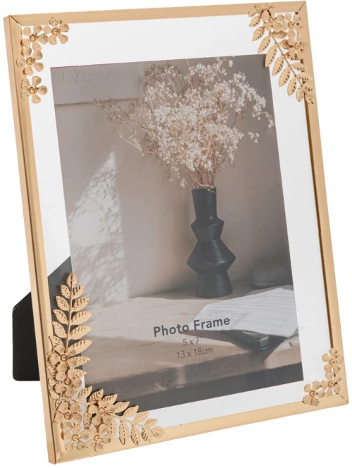 ΧΡΥΣΗ ΜΕΤΑΛΛΙΚΗ ΚΟΡΝΙΖΑ 13Χ18 ΕΚ ΜΕ ΣΧΕΔΙΟ ΛΟΥΛΟΥΔΙ ΣΤΙΣ ΓΩΝΙΕΣ