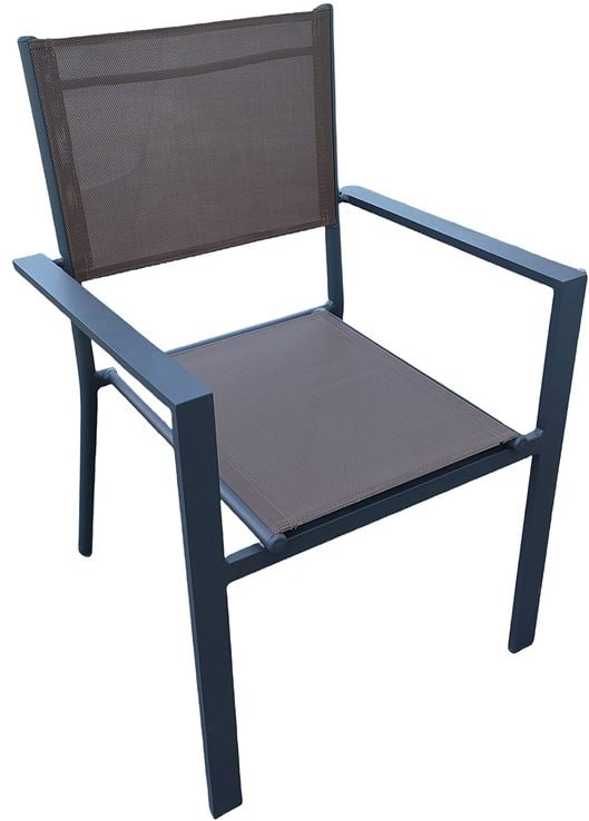 WOODWELL Ε6794,4AMIRAL Πολυθρόνα Dining Στοιβαζόμενη, Aλουμίνιο Ανθρακί - Textilene Cappuccino 60x57x85cm Ε6794,4