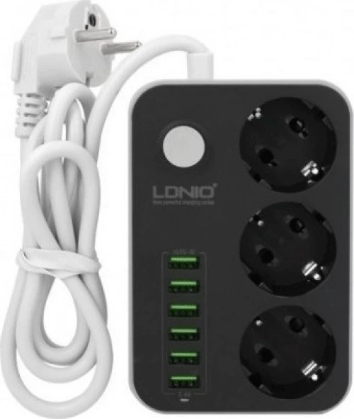Πολύπριζο με 6 Θύρες USB 3.4A & 3 Πρίζες LDNIO SE3631