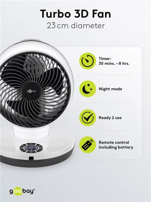 GOOBAY ανεμιστήρας δαπέδου 59515 με χειριστήριο, 23cm, 70W, λευκός
