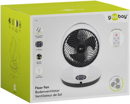 GOOBAY ανεμιστήρας δαπέδου 59515 με χειριστήριο, 23cm, 70W, λευκός