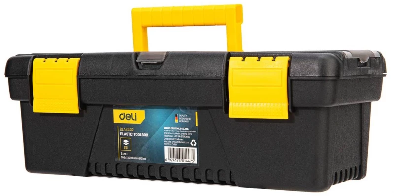 Plastic Tool Box Deli Tools EDL432412, 12'' (yellow)