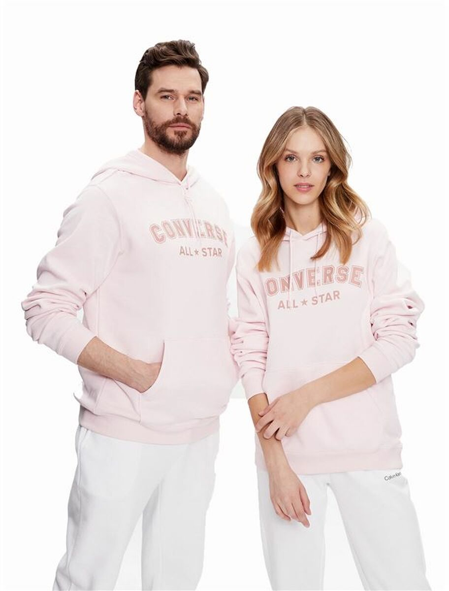 Unisex Φούτερ με Κουκούλα Converse Classic Fit All Star Single Screen Ανοιχτό Ροζ