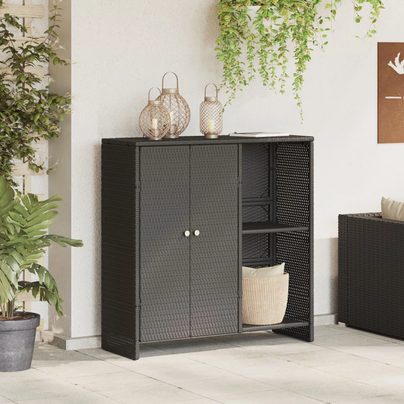 vidaXL Ντουλάπα αποθήκευσης Μαύρη 100x36x102 εκ. Ρατάν
