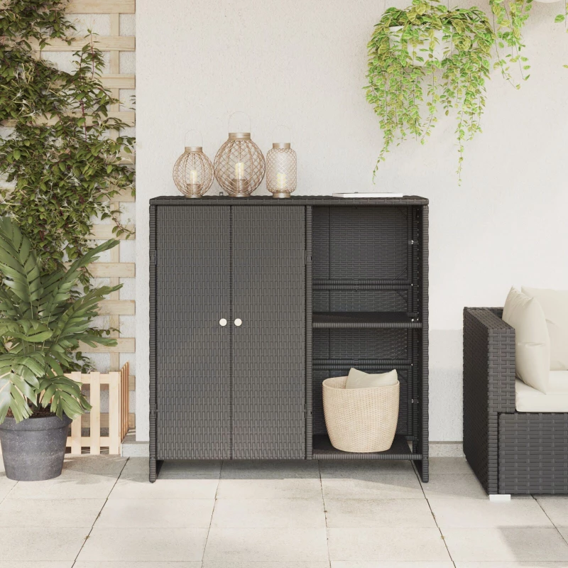 vidaXL Ντουλάπα αποθήκευσης Μαύρη 100x36x102 εκ. Ρατάν
